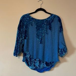 100% Vintage Silk Sequin Top